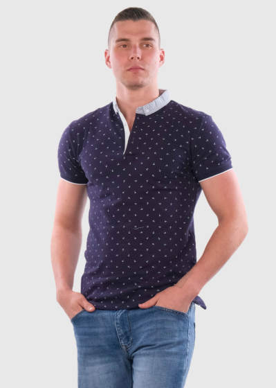 Domingo dark blue emroidered polo shirt