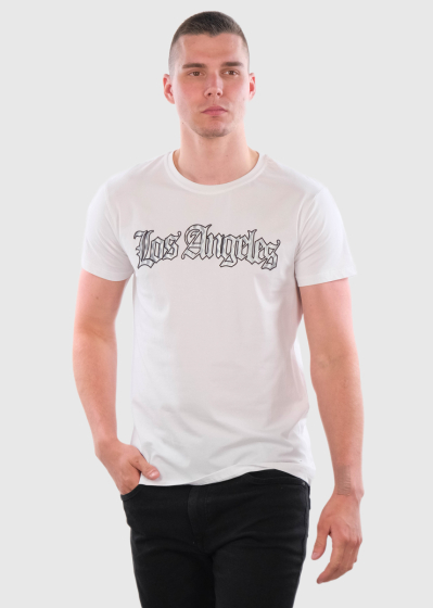Casiano white men's t-shirt with a sign