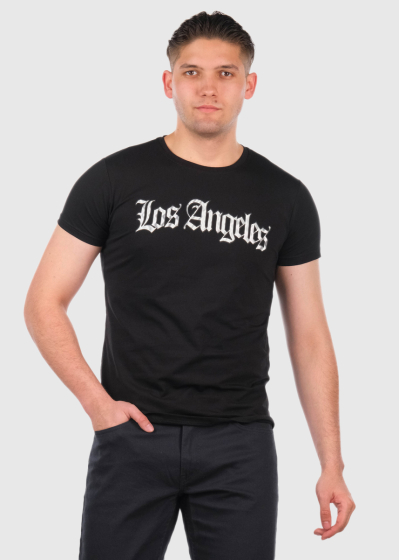 Casiano black men's t-shirt with a sign