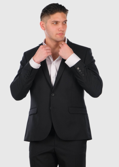 Cornelio Slim Fit black woolen suit