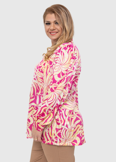 Victoriana Plus Size pink printed blouse