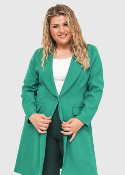 Velia Plus Size green long blazer