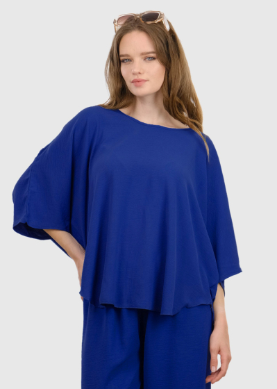 Sonia zila brīva piegriezuma blūze