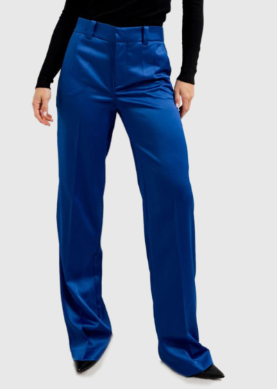 Blue women's satin pants
