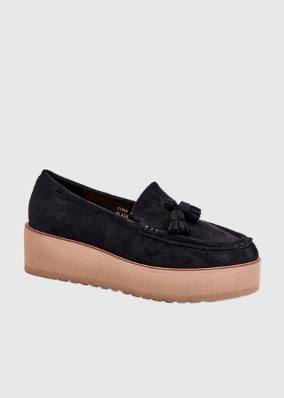 Honoria black women's high-soled moccasins
