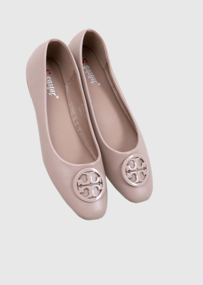 Iberia beige round toe ballet flats 