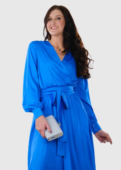 Ilaria blue long sleeve evening dress