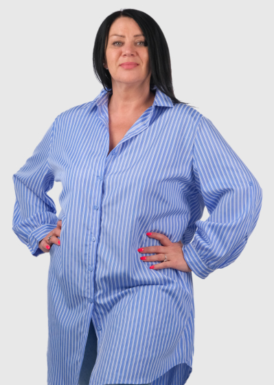 Aniceta Plus Size blue striped extended blouse