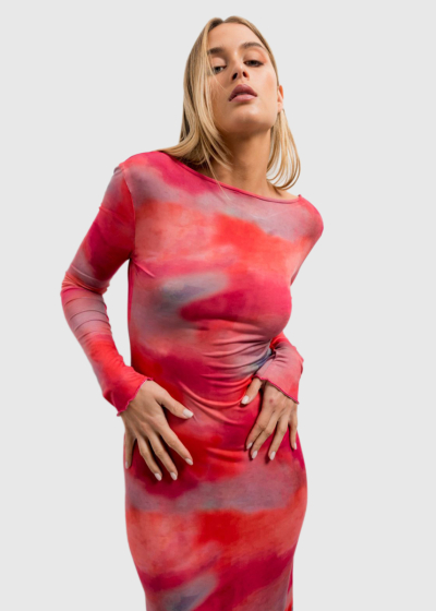 Pink long fitting dress