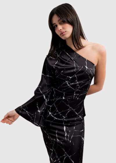 Black long one shoulder dress