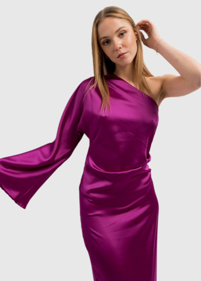 Purple long one shoulder dress