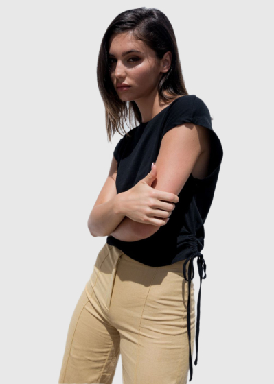 Black drawstring t-shirt