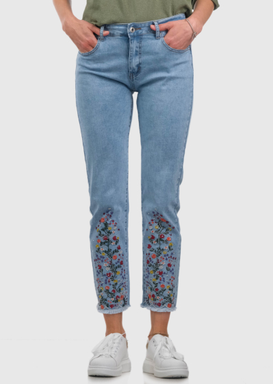 Jordana Skinny Fit синие женские джинсы с аппликацией