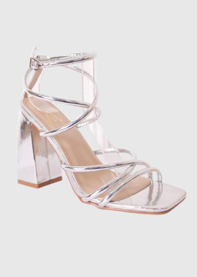 Josefa silver thick heeled sandals