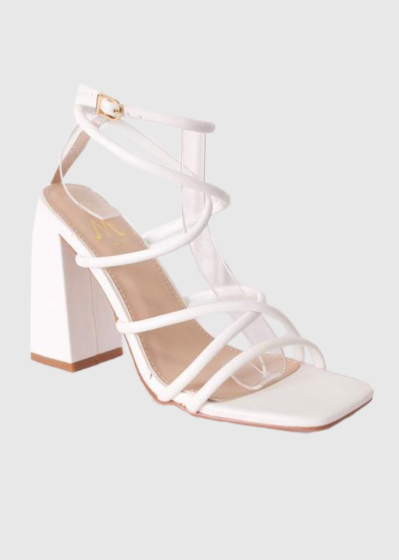 Josefa white thick heeled sandals