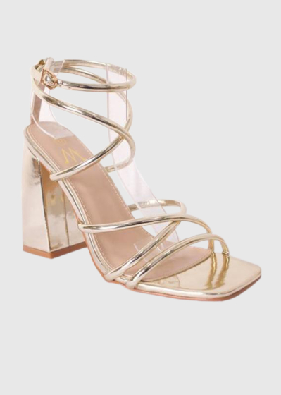 Josefa gold thick heeled sandals