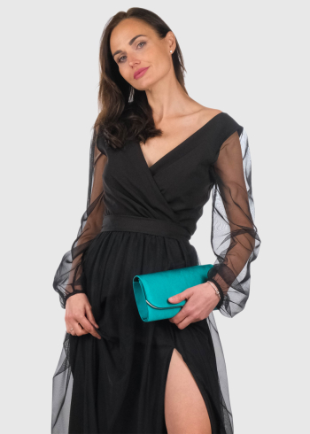 Nella black long sleeve evening dress
