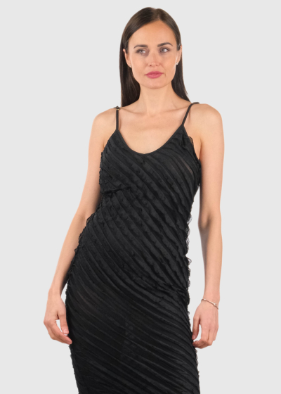 Juliana black long evening dress