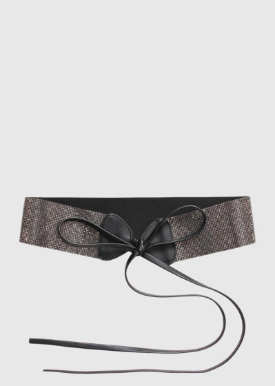 Marcela black women's belt with rhinestones