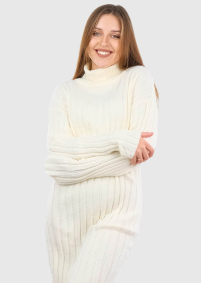 Liliana beige warm sweater dress
