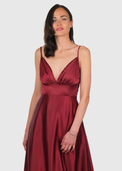 Justina bordo evening dress with split