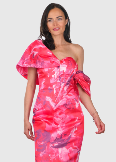 Maximiliana pink printed evening dress