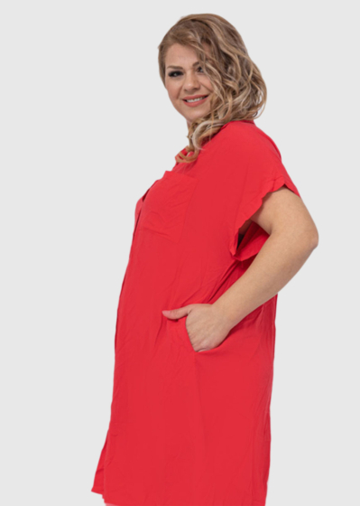 Amparo Plus Size red buttoned blouse