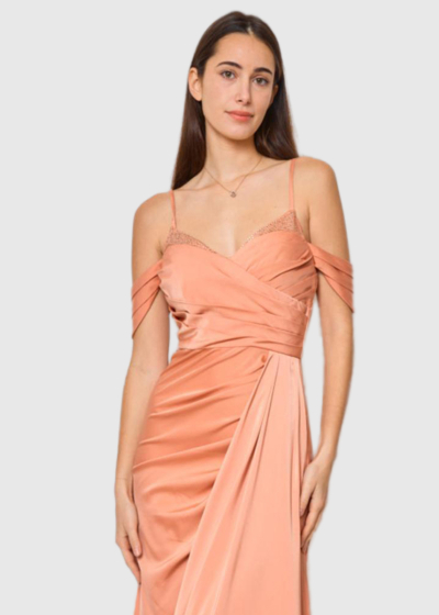 Pastora orange cami strap evening dress