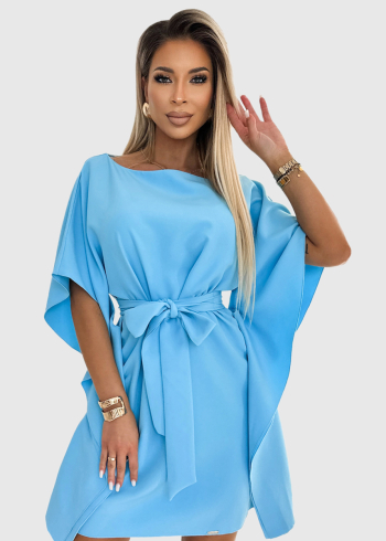 Agata light blue dress with belt