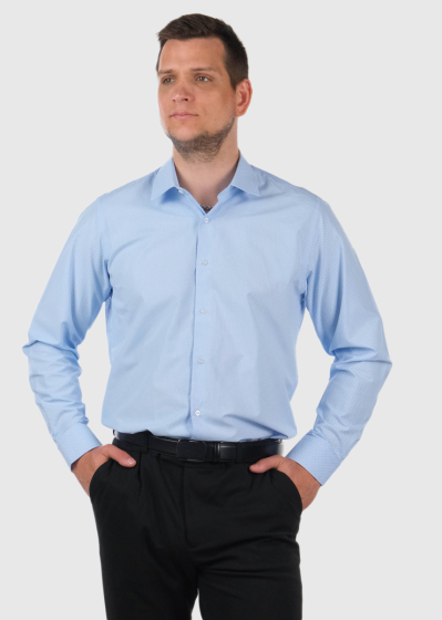 Slim Fit голубая мужская рубашка с длинными рукавами