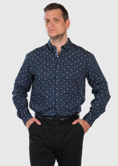 Primo Plus Size dark blue printed shirt