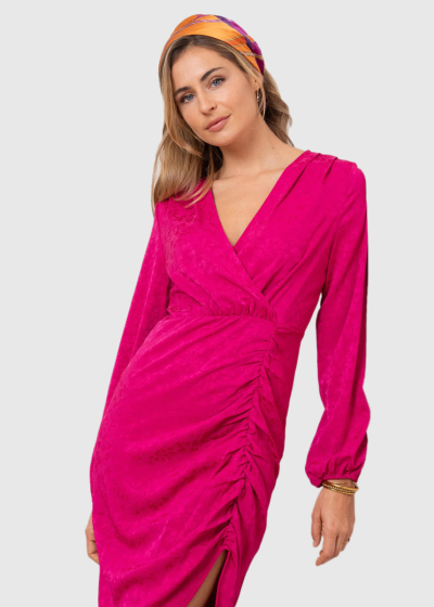 Prudencia pink long sleeve evening dress