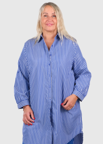 Aniceta Plus Size blue striped extended blouse