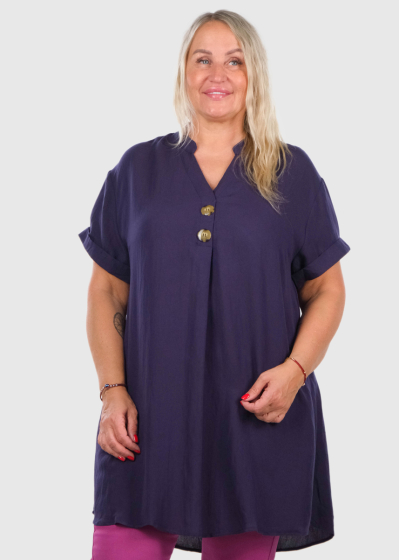 Albana Plus Size dark blue short sleeve blouse