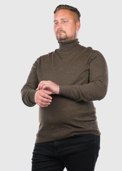 Consalvo Lielo izmēru brūns džemperis ar augstu apkakli