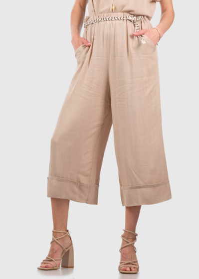 Aliana beige wide leg high-rise pants
