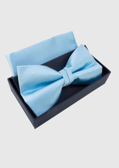 Ansat light blue bow tie and handkerchief