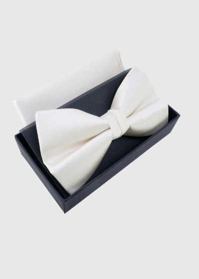 Ansat white bow tie and handkerchief