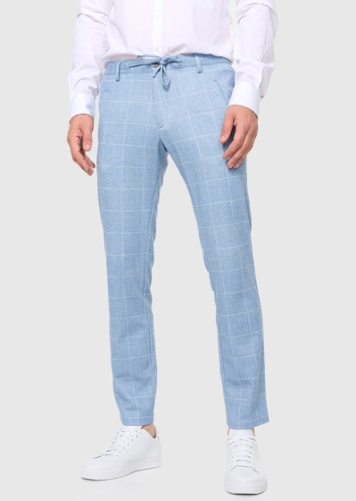 Avery light blue checkered men's trousers