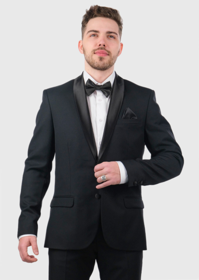 Aurig Slim Fit black woolen suit