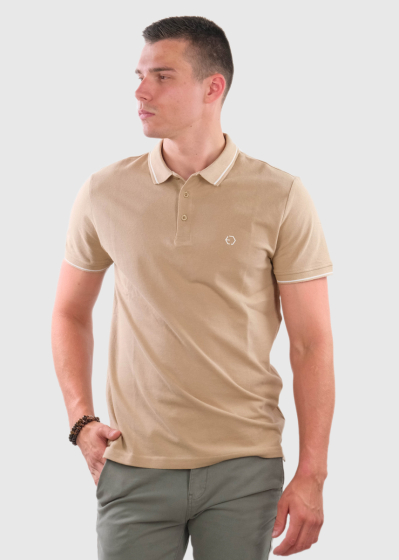 Beige men's polo shirt