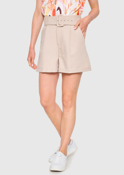 Aine beige womens shorts with belt