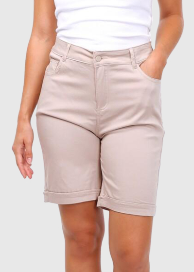 Atashi Plus Size beige high-rise shorts