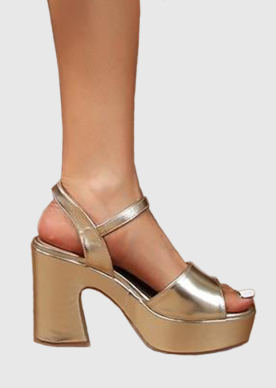 Audrey gold thick heeled sandals