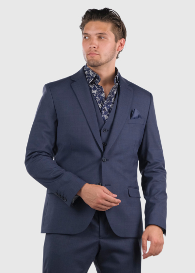 Brain Regular Fit blue woolen men's suit