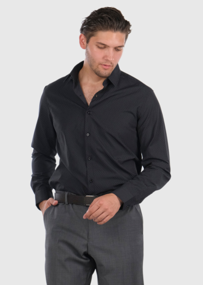 Adrian black men's long sleeve shirt