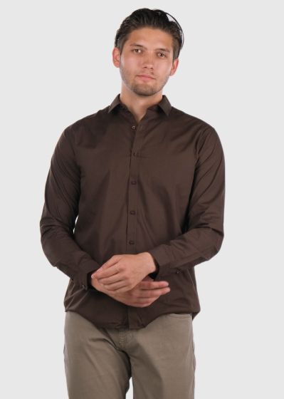 Aike Slim Fit tumši brūns vīriešu krekls