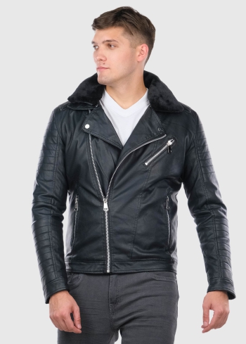 Fausto black jacket in faux leather