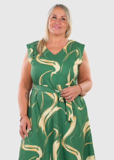 Anzu Plus Size green short evening dress with print