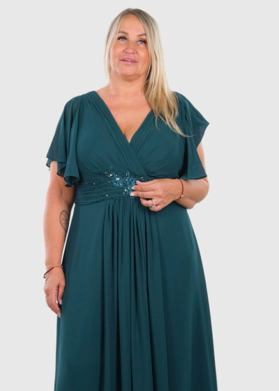 Bruna Plus Size green long evening dress